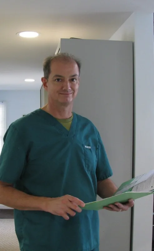 Dr. Mark Garrity in his Mashpee dental office
